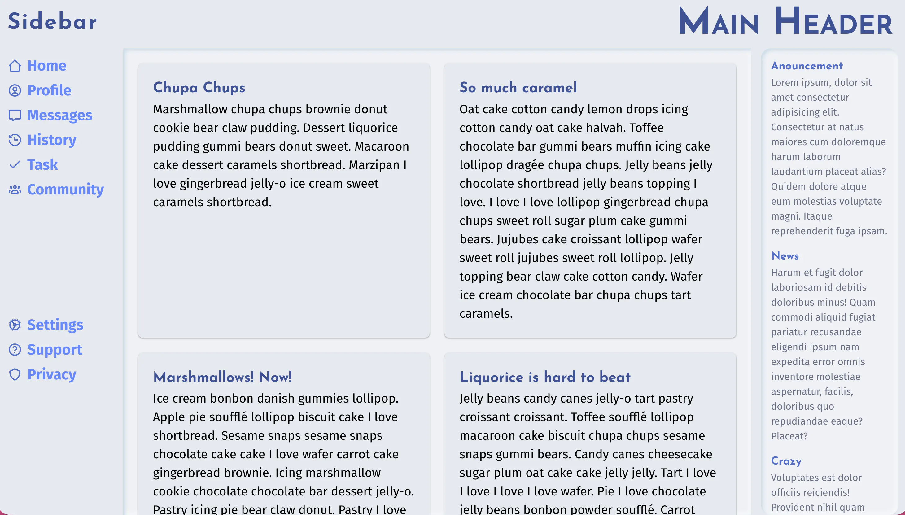 The reworked admin-dashboard layout
